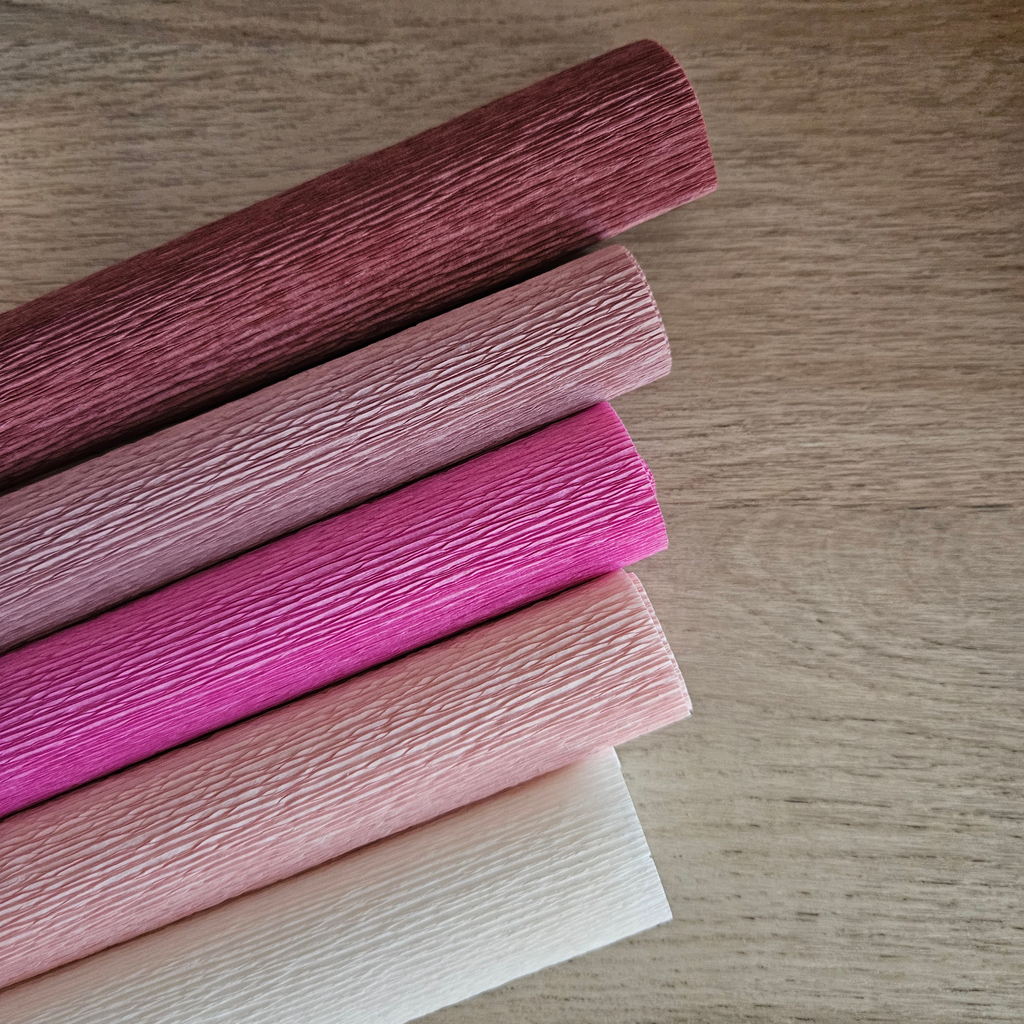 Kit de 5 mini rouleau 25cm x 75cm, dégradé de rose