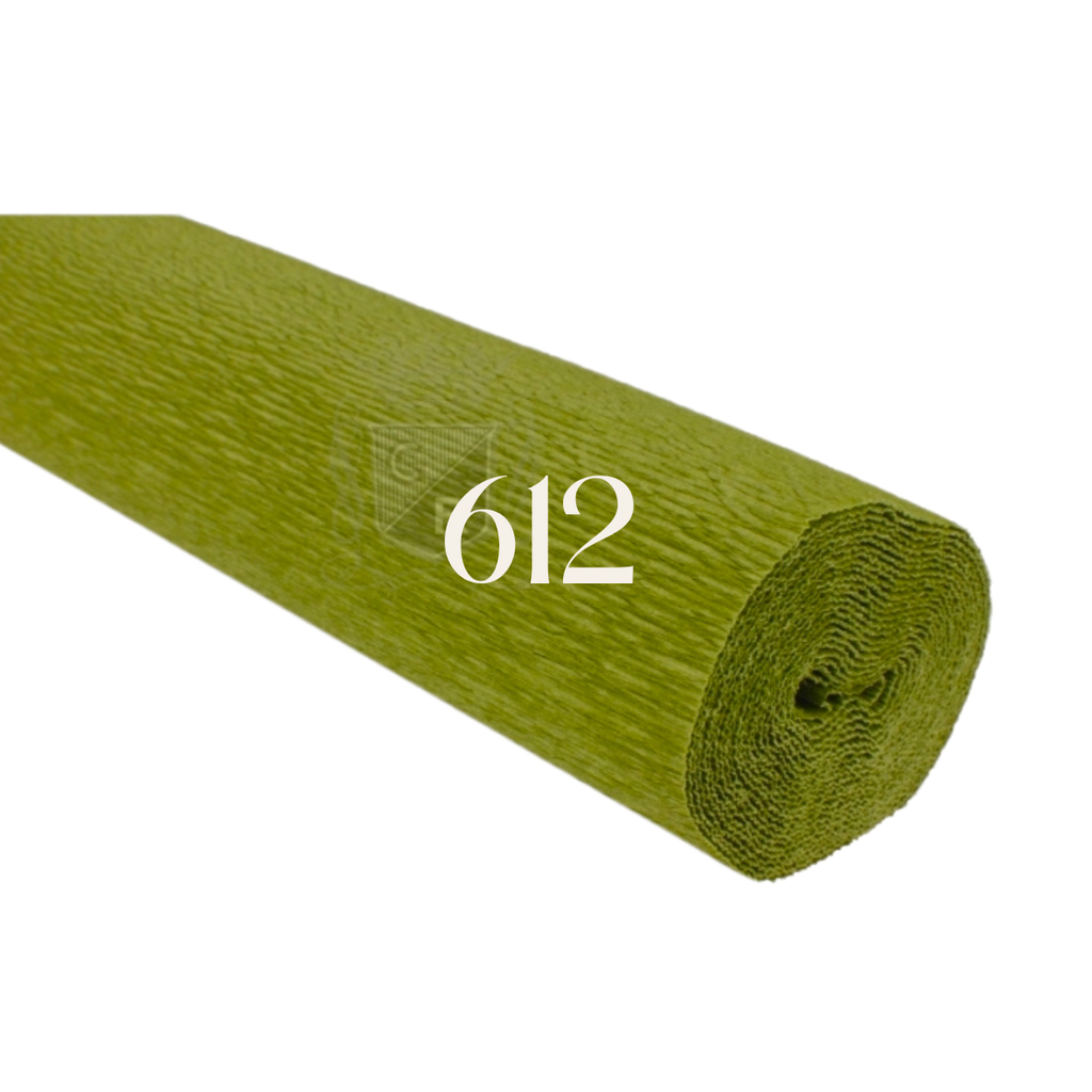 Papier crépon italien VERT ANCIEN - 612 - 140g/m² Qualité Supérieure - 250 X 50 CM