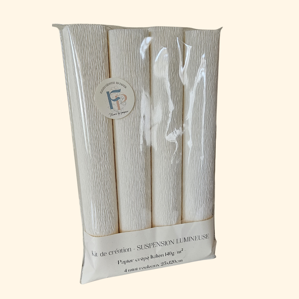 Kit créatif 4 mini rouleaux 25cm x 120cm - Spécial suspension lumineuse BLANC CRÈME