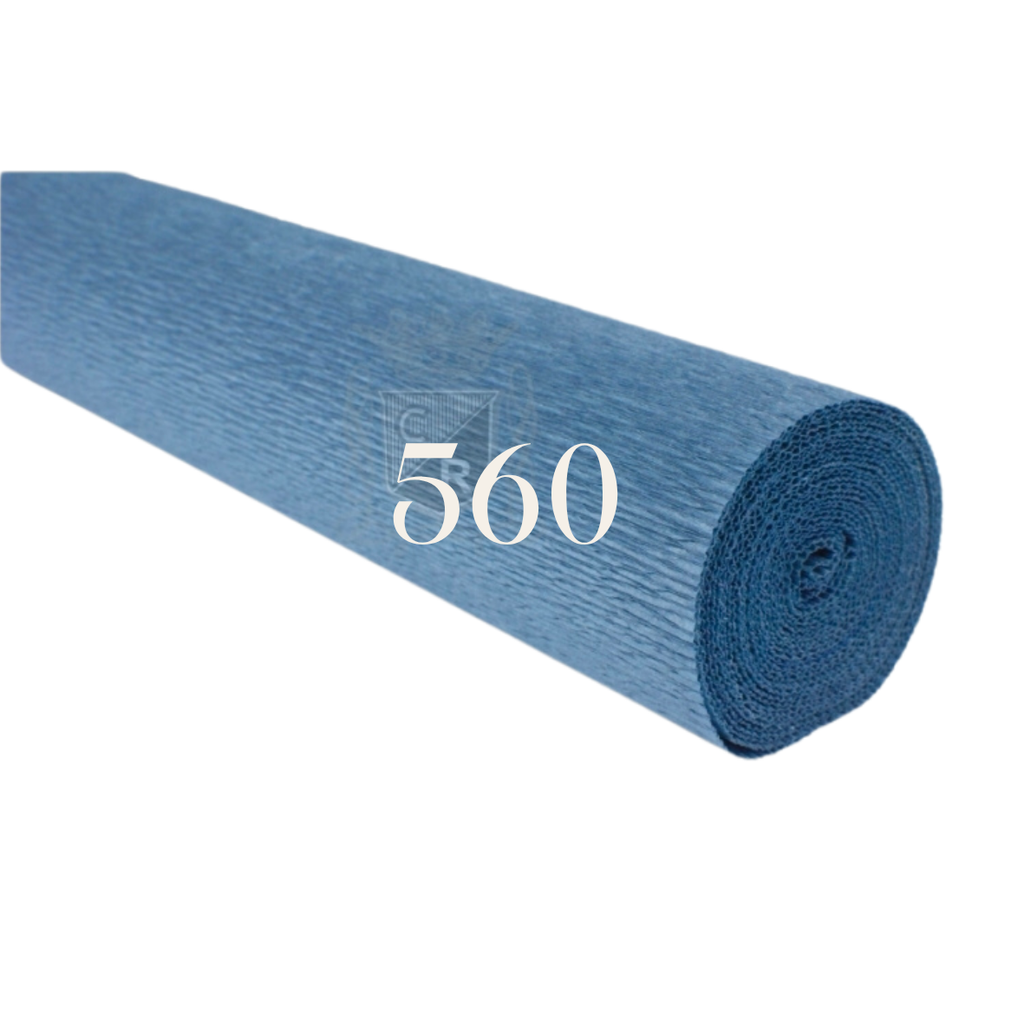 Papier crépon italien BLEU SARCELLE - 560 - 140g/m² Qualité Supérieure - 250 X 50 CM