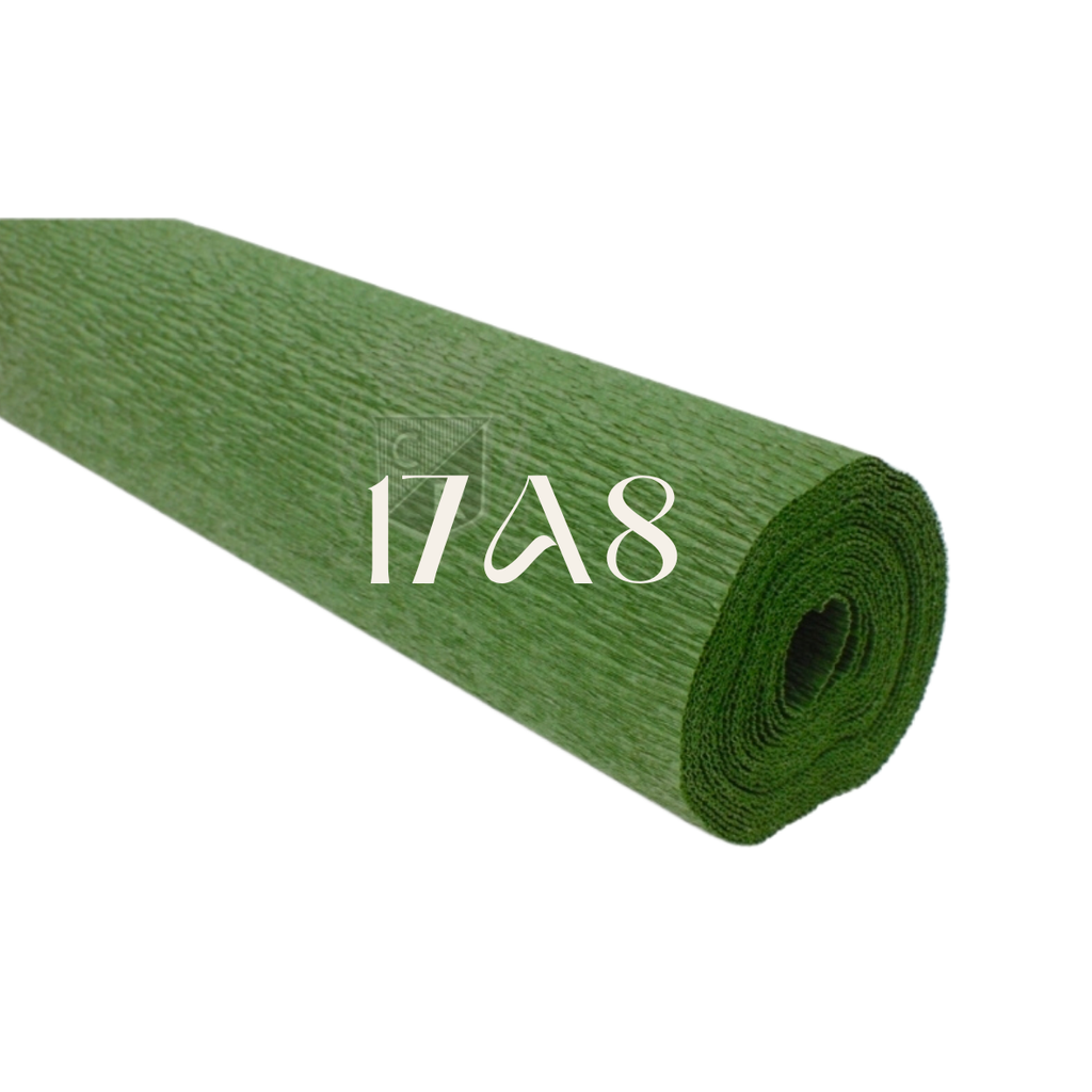 Papier crépon italien VERT OLIVE - 17A8 - 140g/m² Qualité Supérieure - 250 X 50 CM